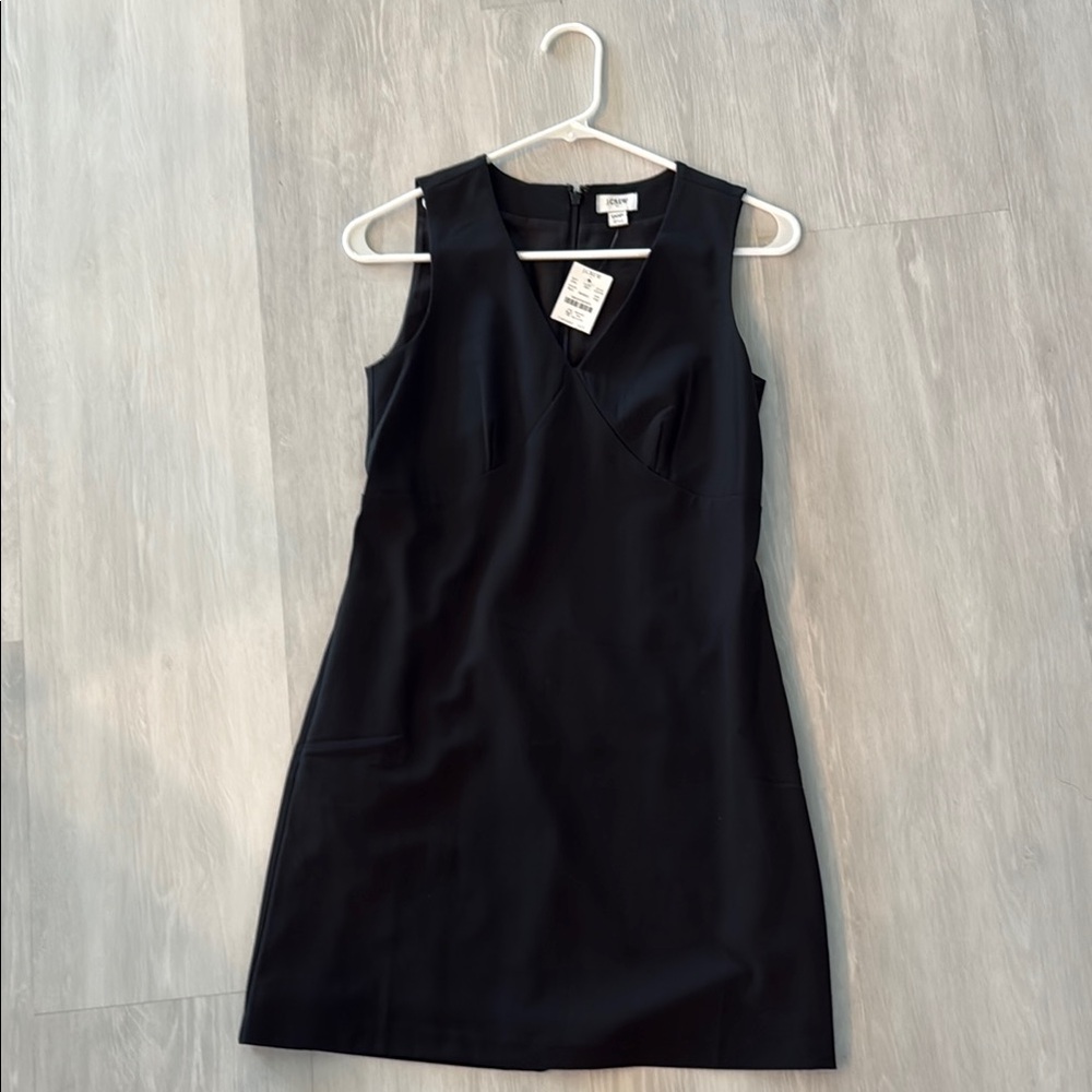 J. Crew Black Sheath Midi Dress V-Neck Sleeveless